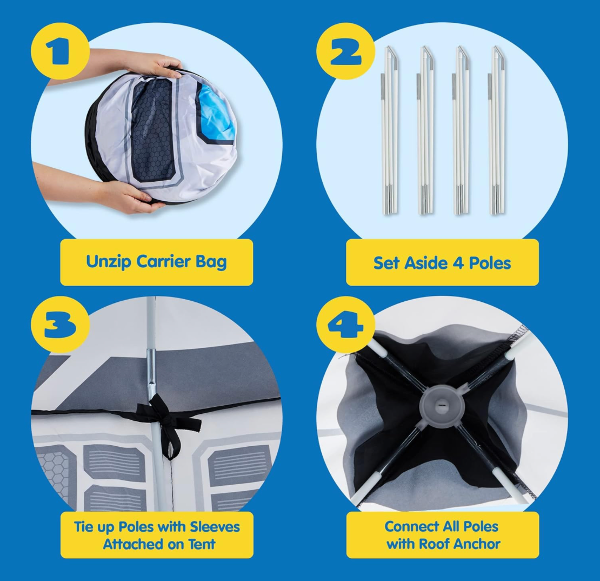 Tienda de campaña desplegable con túnel y casa de juegos para niños, para interiores y exteriores, color blanco - Imagen 5