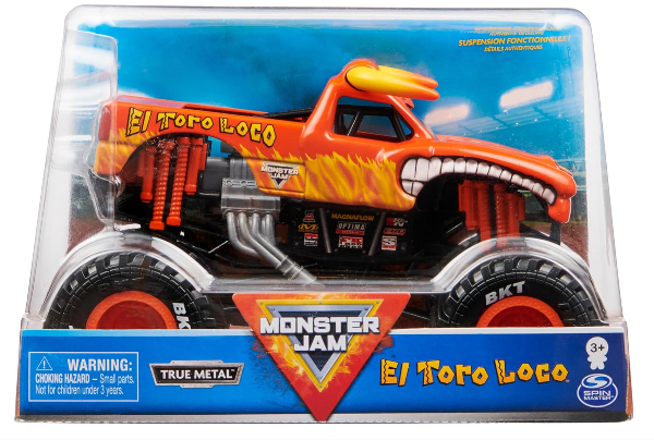 Monster Jam Monster Truck oficial - El Toro Loco - Vehículo fundido a presión a escala 1:24 - Llantas cromadas y neumáticos para todos los juegos - Coleccionable para fanáticos y fiestas - Imagen 2