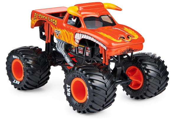 Monster Jam Monster Truck oficial - El Toro Loco - Vehículo fundido a presión a escala 1:24 - Llantas cromadas y neumáticos para todos los juegos - Coleccionable para fanáticos y fiestas - Imagen 3