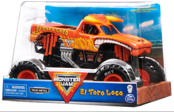 Monster Jam Monster Truck oficial - El Toro Loco - Vehículo fundido a presión a escala 1:24 - Llantas cromadas y neumáticos para todos los juegos - Coleccionable para fanáticos y fiestas - Imagen 5