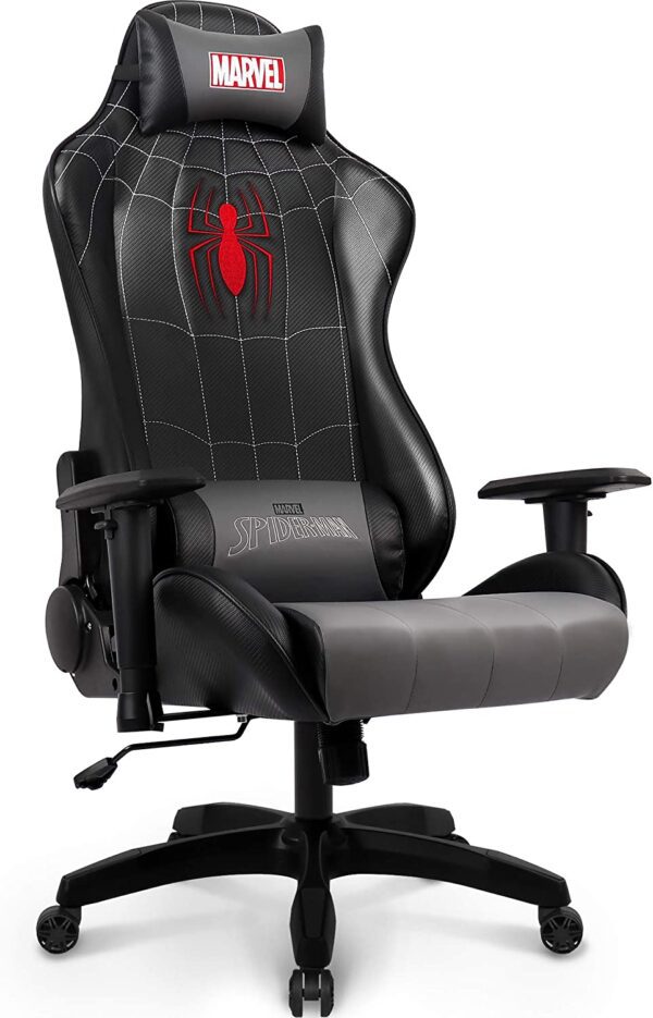 Silla Gamer Marvel Avengers silla de juegos de escritorio, oficina, ordenador, sillas de carreras, reclinable para adultos, juego ergonómico, reclinable, respaldo alto, mecedora de cuero (hombre araña) - Imagen 9