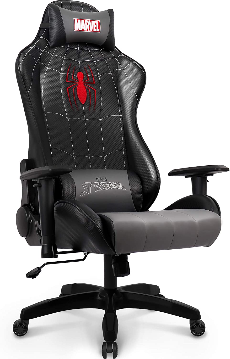 SpyderMan_ Silla Gamer Marvel Avengers silla de juegos de escritorio, oficina, ordenador, sillas de carreras, reclinable para adultos, juego ergonómico, reclinable, respaldo alto, mecedora de cuero (hombre araña) - Imagen 1