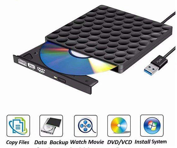 1 Unidad de DVD externa USB 3.0 quemador, reproductor de grabador óptico de CD DVD RW lector de fila portátil para PC Mac OS Windows 10 7 8 XP Vista - Imagen 1