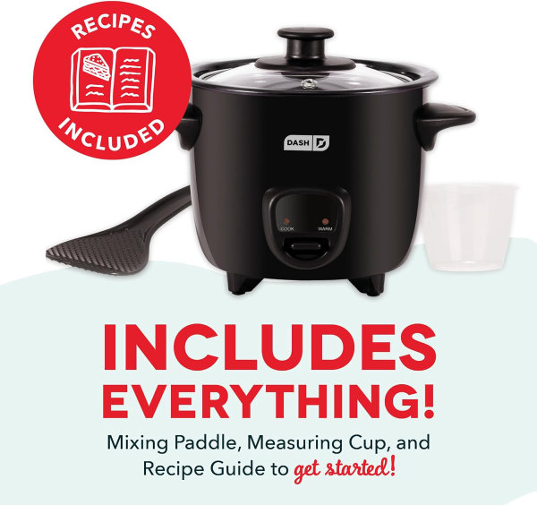 DASH Mini Olla para cocinar arroz con recipiente antiadherente extraíble, función Keep Warm y guía de recetas, medio cuarto de galón, para sopas, guisos, cereales y avena - Imagen 2