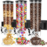 Dispensador de cereales montado en la pared, dispensadores triples de alimentos secos, dispensador de granos de montaje en pared, dispensador de dulces, dispensador de aperitivos para almacenar nueces