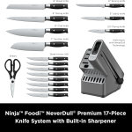 Ninja - K32017 Foodi NeverDull Sistema de cuchillos de alta calidad, juego de bloques de cuchillos de 17 piezas con afilador incorporado, cuchillos alemanes de acero inoxidable, color negro - Imagen 3