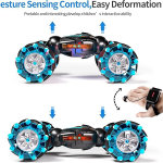 Deejoy Auto de acrobacias a control remoto 1:12, 2.4 GHz, 4WD, control remoto, sensor de gestos, vehículos todoterreno giratorios de doble cara con luces y música, para cumpleaños de niños y niñas - Imagen 2