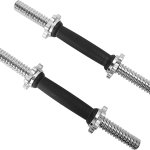 Mancuernas roscadas de goma/cromo, par de 1 pulgada, asas de barra de mancuernas ajustables, se adapta a discos de peso estándar con 1 pulgada de diámetro, para entrenamientos de gimnasio, ejercicio,