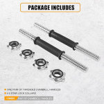 Mancuernas roscadas de goma/cromo, par de 1 pulgada, asas de barra de mancuernas ajustables, se adapta a discos de peso estándar con 1 pulgada de diámetro, para entrenamientos de gimnasio, ejercicio, - Imagen 3