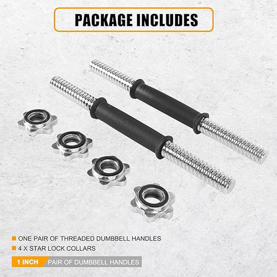 Mancuernas roscadas de goma/cromo, par de 1 pulgada, asas de barra de mancuernas ajustables, se adapta a discos de peso estándar con 1 pulgada de diámetro, para entrenamientos de gimnasio, ejercicio, - Imagen 3