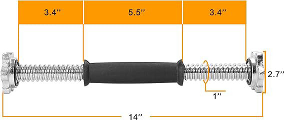 Mancuernas roscadas de goma/cromo, par de 1 pulgada, asas de barra de mancuernas ajustables, se adapta a discos de peso estándar con 1 pulgada de diámetro, para entrenamientos de gimnasio, ejercicio, - Imagen 2