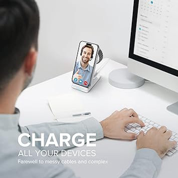 Estación de carga inalámbrica, 3 en 1, soporte de cargador inalámbrico rápido para múltiples dispositivos, Apple Watch Ultra Series 10 9 8 7 6 SE 5 4 3 2, iPhone 16 15 14 13 12 11 Pro - Imagen 4