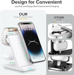 Estación de carga inalámbrica, 3 en 1, soporte de cargador inalámbrico rápido para múltiples dispositivos, Apple Watch Ultra Series 10 9 8 7 6 SE 5 4 3 2, iPhone 16 15 14 13 12 11 Pro - Imagen 2