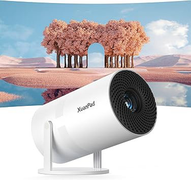 Proyector portátil XuanPad con sistema Android, miniproyector con enfoque eléctrico, WiFi 6 y Bluetooth, corrección vertical automática, FULL HD 1080P, proyector de películas giratorio a 180° para - Imagen 1