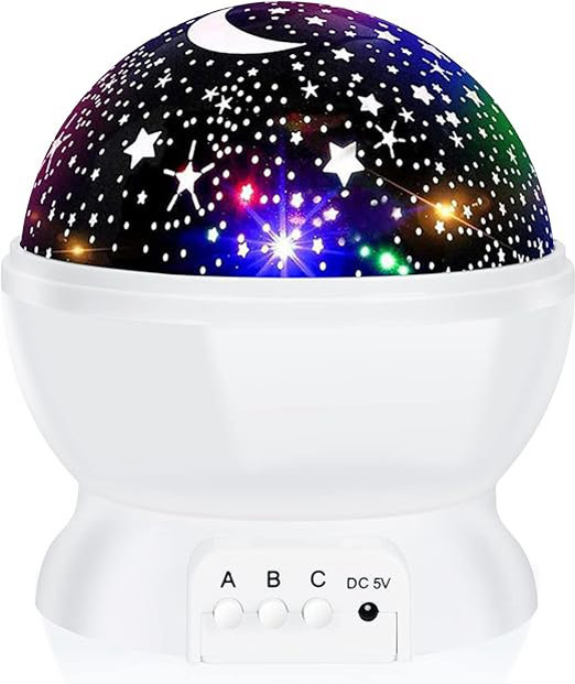 Lampara xubox Star Sky luz de noche, rotación de 360 grados bebé lámpara de noche 4 bombillas LED 9 Cambio de color de luz Moon Star proyector recámara Universo iluminación con cable USB, gran regalo para bebés, niños, adultos - Rosado - Imagen 4