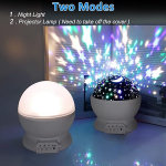 Lampara xubox Star Sky luz de noche, rotación de 360 grados bebé lámpara de noche 4 bombillas LED 9 Cambio de color de luz Moon Star proyector recámara Universo iluminación con cable USB, gran regalo para bebés, niños, adultos - Rosado - Imagen 3