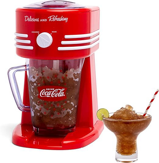 Nostalgia - Estación Coca Cola para preparar bebidas con hielo de 40 onzas, perfecta para raspados, slush, margaritas o daiquiris, con hojas de acero inoxidable, almacenamiento de cable, roja - Imagen 2