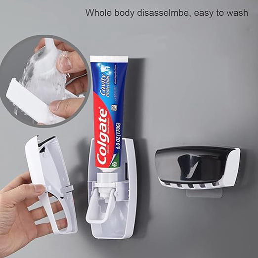 Dispensador automático de cepillos de dientes para montaje en pared, exprimidor de pasta de dientes y soporte para cepillos de dientes para niños, uso familiar en el baño - Imagen 3