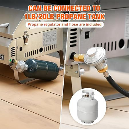 Parrilla de gas de mesa de 3 quemadores, parrilla de propano portátil de acero inoxidable con patas plegables para patio al aire libre, campamento, portón trasero, viaje en caravana - Imagen 2