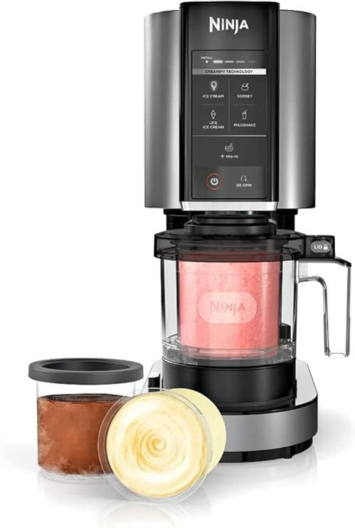 Ninja NC300 CREAMi - Máquina para hacer helados, para gelato, mezclas, batidos, sorbete, cuencos de batidos y más, 5 programas de un solo toque, con (2) recipientes de pinta y tapas, tamaño compacto, - Imagen 1