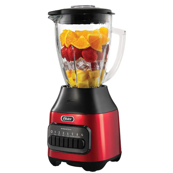 Oster Licuadora con vaso de vidrio, 6 velocidades Color Rojo, BLSTPEG-CPB - Imagen 1