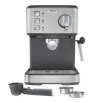 Oster Cafetera Compacta, Prepara hasta 2 Espressos por Ciclo, 15 Bar, Tubo de Vapor, Incluye Accesorios, Acero Inoxidable, BVSTEM5502