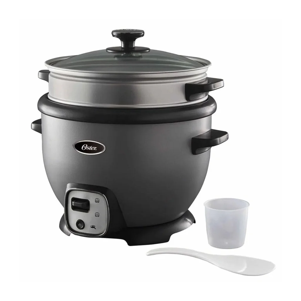 xuWxymgC-Canvas6-1.jpg Oster Olla arrocera multiusos - 10 tazas - función de sofrito - olla extraíble con recubrimiento antiadherente - tapa vidrio refractario con ventilación para evitar cocción excesiva - botón de un solo toque - incluye taza medidora de 180ml y cucharón para servir - 700W - Imagen 1