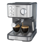 Oster Cafetera Espresso Compacta  BVSTEM5502, 15 Bares de Presión, Prepara 2 Tazas, con Vaporizador y Accesorios, Acero Inoxidable