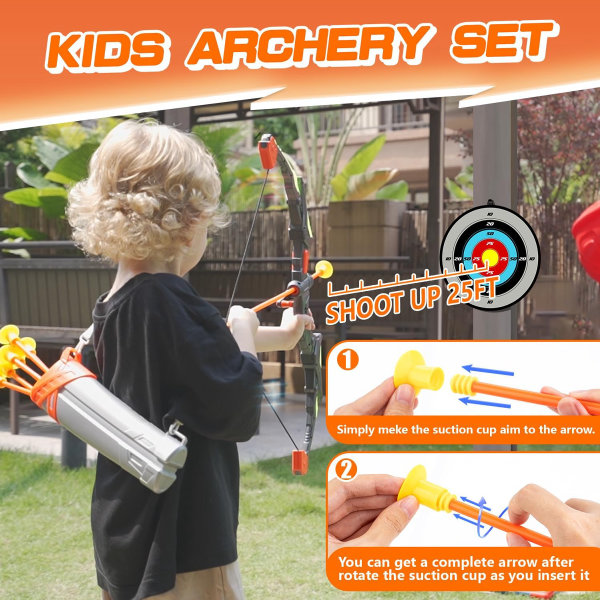 Juego de juguetes de arco y flecha para niños, juguetes de tiro con luz LED con 8 flechas de ventosa, juegos de disparo para interiores y exteriores, juguetes para niños de 6, 7, 8, 9, 10, 11, 12 - Imagen 3