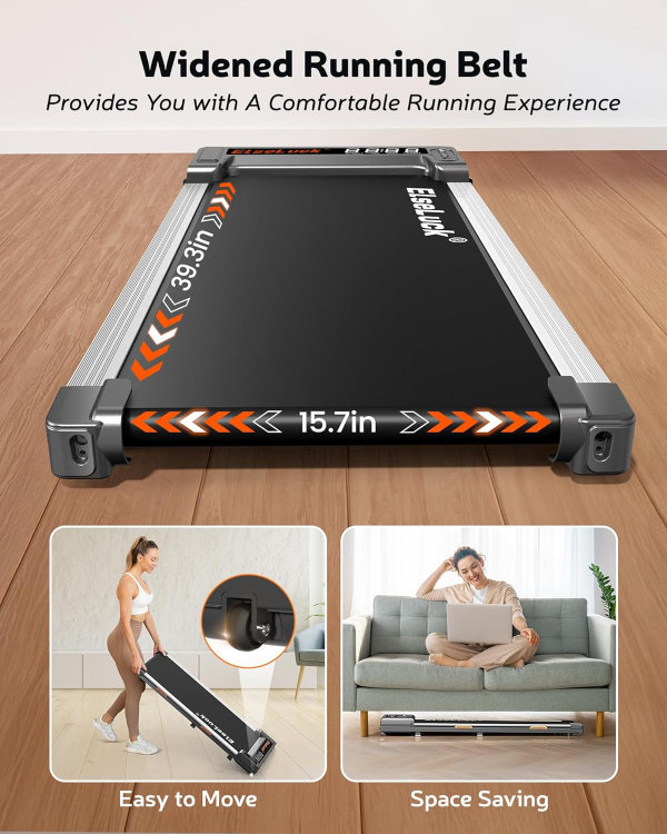 Caminadora para caminar para usar debajo del escritorio para el hogar y la oficina con control remoto, portátil de 2.5 caballos de fuerza para caminar, trotar, correr en pantalla LED - Imagen 4