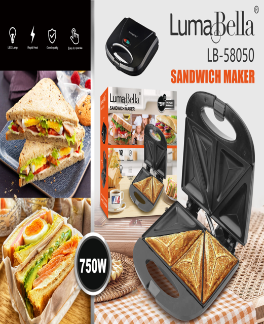 Sandwichera LUMA BELLA 2 Panes – Modelo LB58050 - Imagen 1