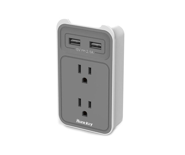 soporte-vivi.jpg Soporte de pared con 2 salidas y puertos de carga USB de 2,1 A - Imagen 1