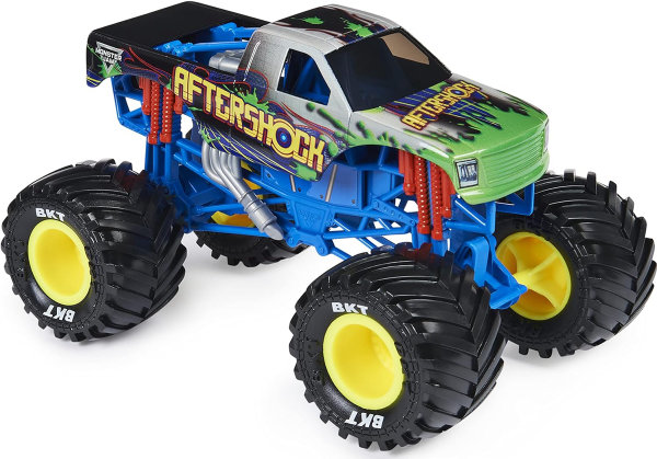 Monster Jam - Camión monstruo oficial Aftershock – Aftershock Collector escala 1:24 – Llantas cromadas y neumáticos BKT para uso en todos los sets de juego, coleccionable para fanáticos y - Imagen 2
