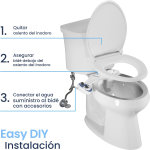 Bidé de para inodoro Luxe Bidé Neo 185 (Elite Series), boquilla doble auto limpiante, agua dulce, no eléctrico, mecánico, con fuertes válvulas de grifo y mangueras de metal, Neo 185 Blanco - Imagen 3