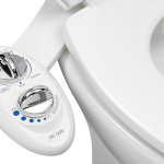 Bidé de para inodoro Luxe Bidé Neo 185 (Elite Series), boquilla doble auto limpiante, agua dulce, no eléctrico, mecánico, con fuertes válvulas de grifo y mangueras de metal, Neo 185 Blanco