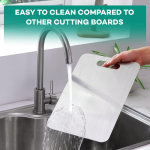 3 tablas de cortar de acero inoxidable para cocina, 304 tablas de cortar antiadherentes de metal para carne, frutas y verduras, aptas para lavavajillas, profesionales (13.4 x 9, 11.8 x 7.9, 9.4 x 5.9 - Imagen 2