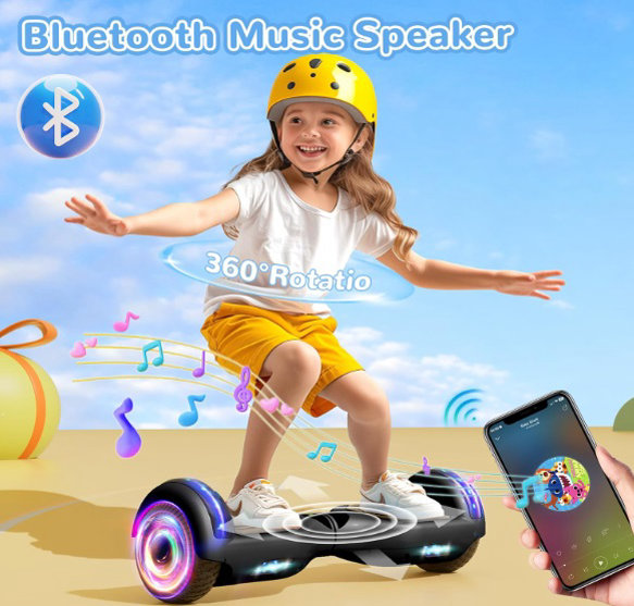 Patineta Hoverboard SISIGAD con Bluetooth, ruedas de 6,5" con luces LED de colores, para niños y niñas a partir de 6 años. - Imagen 3