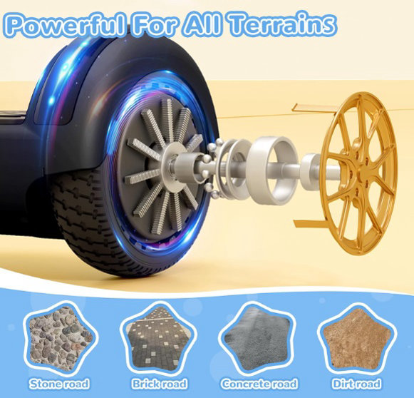 Patineta Hoverboard SISIGAD con Bluetooth, ruedas de 6,5" con luces LED de colores, para niños y niñas a partir de 6 años. - Imagen 4