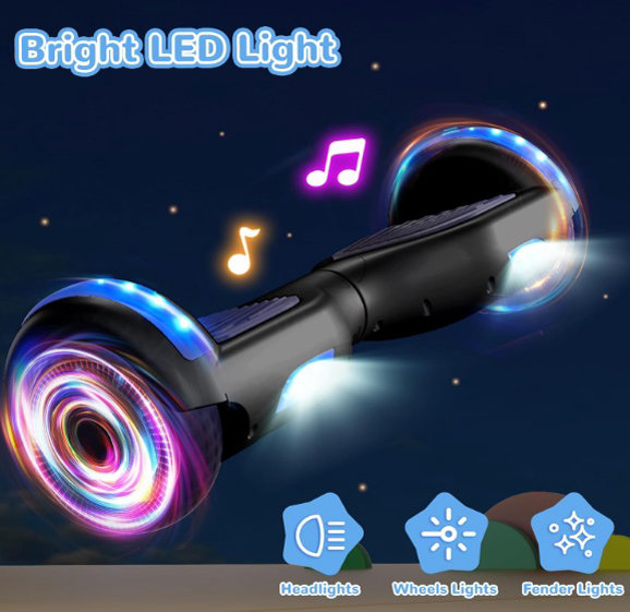 Patineta Hoverboard SISIGAD con Bluetooth, ruedas de 6,5" con luces LED de colores, para niños y niñas a partir de 6 años. - Imagen 5