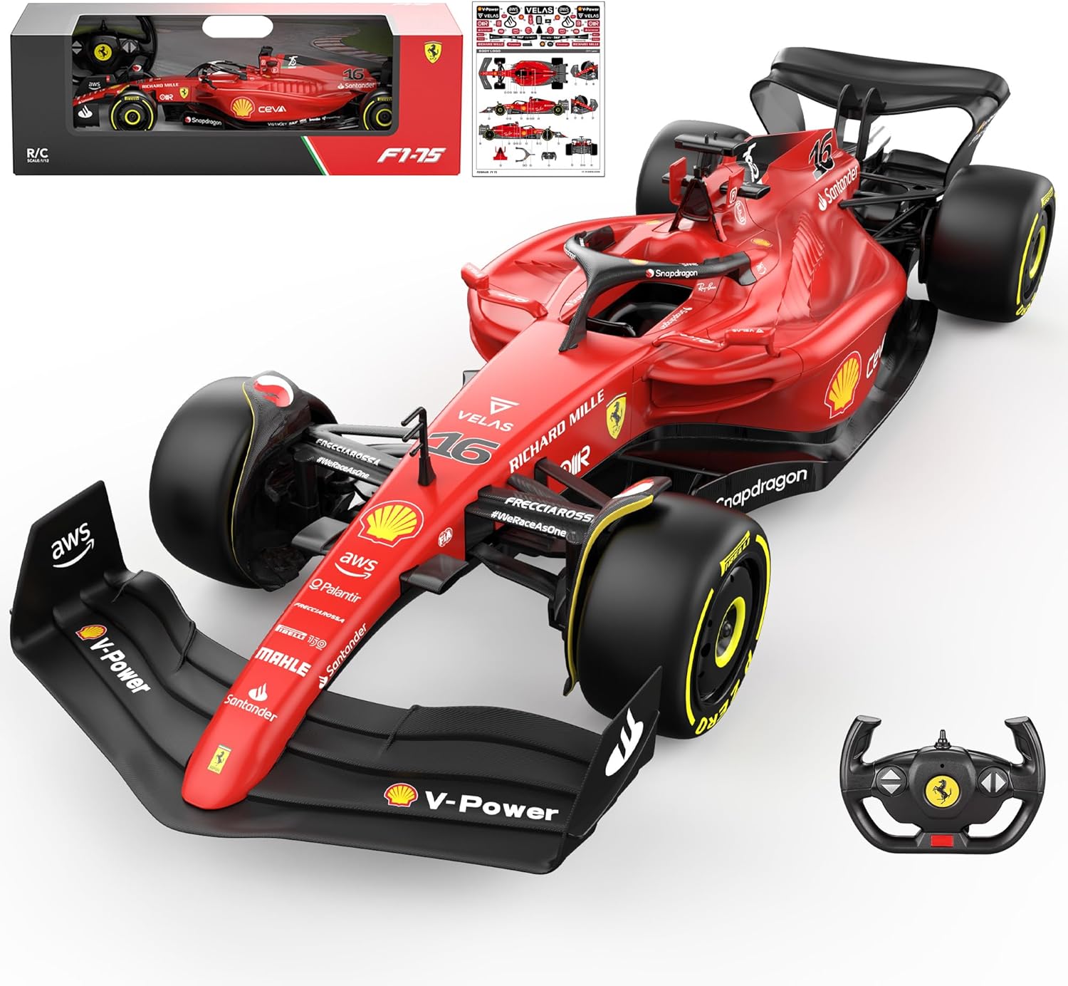 QpXgNVoF-1.jpg Auto de control remoto Ferrari F1 75 con licencia 1:12, colección F1 para niños y adultos, auto RC de 2.4 GHz para regalo (1:12 Ferrari F1 75) - Imagen 1