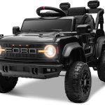 Carro Ford Bronco Raptor de 12 V para niños pequeños, eléctrico de juguete con control remoto, suspensión de resorte de 4 ruedas, música Bluetooth, radio, luces LED, ENYOPRO