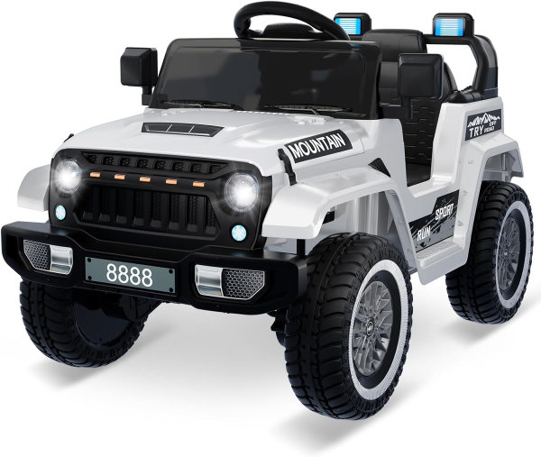 Carro para niños de 12 V, con control remoto para padres, motores gemelos de 35 W, 3 velocidades, luces LED, música y bocina, suspensión de resorte, vehículos eléctricos de juguete para niños de 3 - Imagen 4