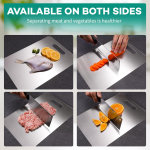 3 tablas de cortar de acero inoxidable para cocina, 304 tablas de cortar antiadherentes de metal para carne, frutas y verduras, aptas para lavavajillas, profesionales (13.4 x 9, 11.8 x 7.9, 9.4 x 5.9 - Imagen 4