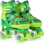 Patines de 4 tamaños ajustables con luz para niñas y niños pequeños principiantes para interiores y exteriores - Imagen 8