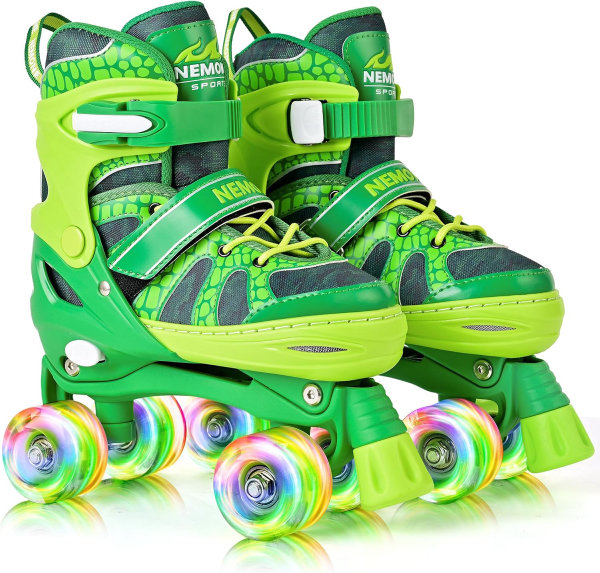 Patines de 4 tamaños ajustables con luz para niñas y niños pequeños principiantes para interiores y exteriores - Imagen 8