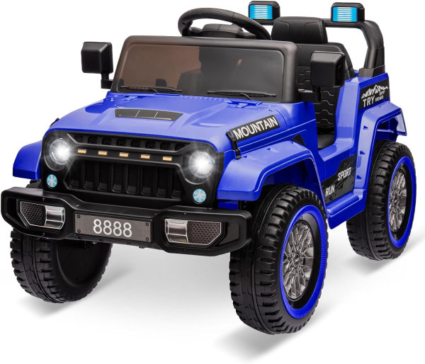 Carro para niños de 12 V, con control remoto para padres, motores gemelos de 35 W, 3 velocidades, luces LED, música y bocina, suspensión de resorte, vehículos eléctricos de juguete para niños de 3 - Imagen 3
