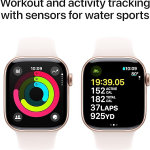 Apple Watch Series 10 (42 mm, GPS) con caja de aluminio oro rosa, con correa deportiva rosa rubor, S/M monitor de fitness, app de ECG, pantalla Retina siempre activa, impermeable - Imagen 4