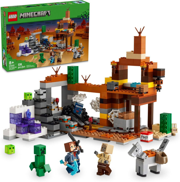 LEGO Minecraft The Badlands Mineshaft - Juguete de videojuego, juego de exploración minera con minifiguras de Minecraft, regalo de cumpleaños para niños y niñas, juguete de Minecraft lleno de acción - Imagen 1