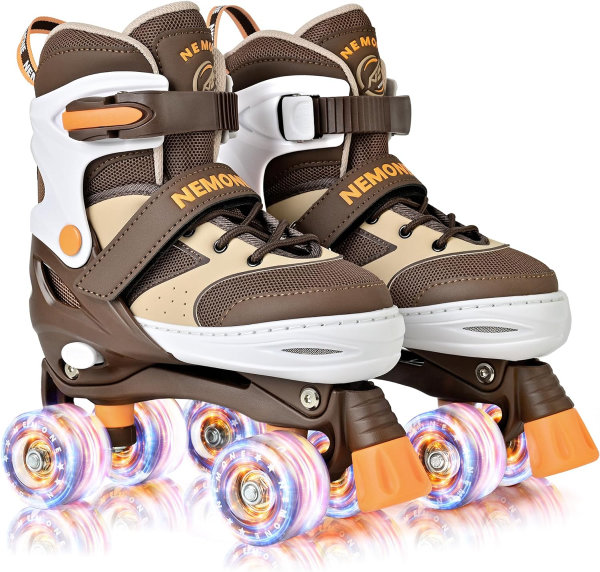 Patines de 4 tamaños ajustables con luz para niñas y niños pequeños principiantes para interiores y exteriores - Imagen 4