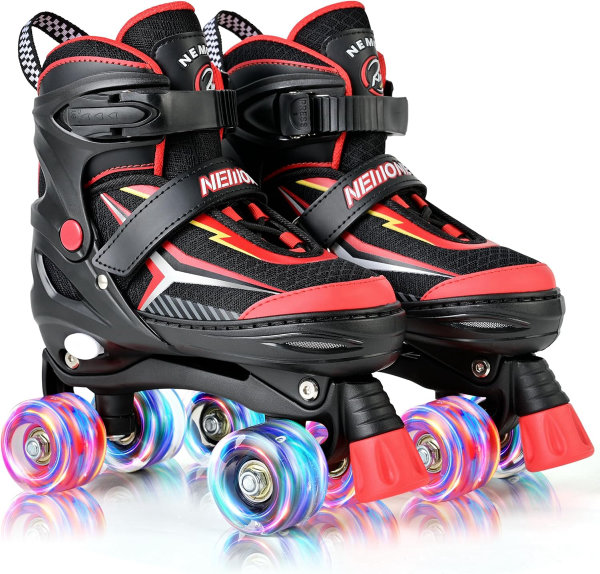 Patines de 4 tamaños ajustables con luz para niñas y niños pequeños principiantes para interiores y exteriores - Imagen 5